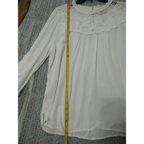Loft Embroidered Long Sleeve Blouse Large White Cottage Core Feminine Peasant - Picture 8 of 11